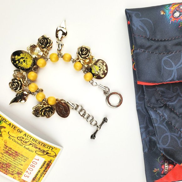 ED HARDY VINTAGE Style Bracelet/Authentic Stainless Steel/Love Kills Slowly Char - Picture 3 of 6